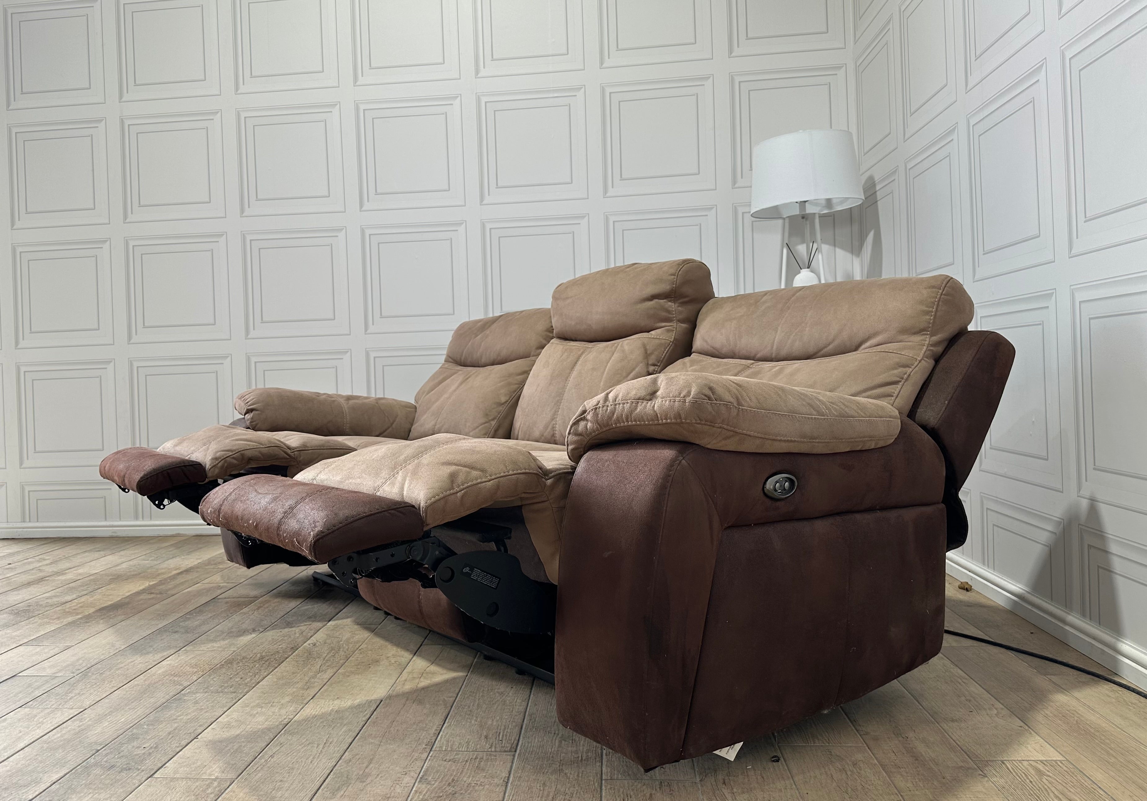 DFS Brown 3 Seater Electric Recliner Sofa With USB Connection - Delivery Available