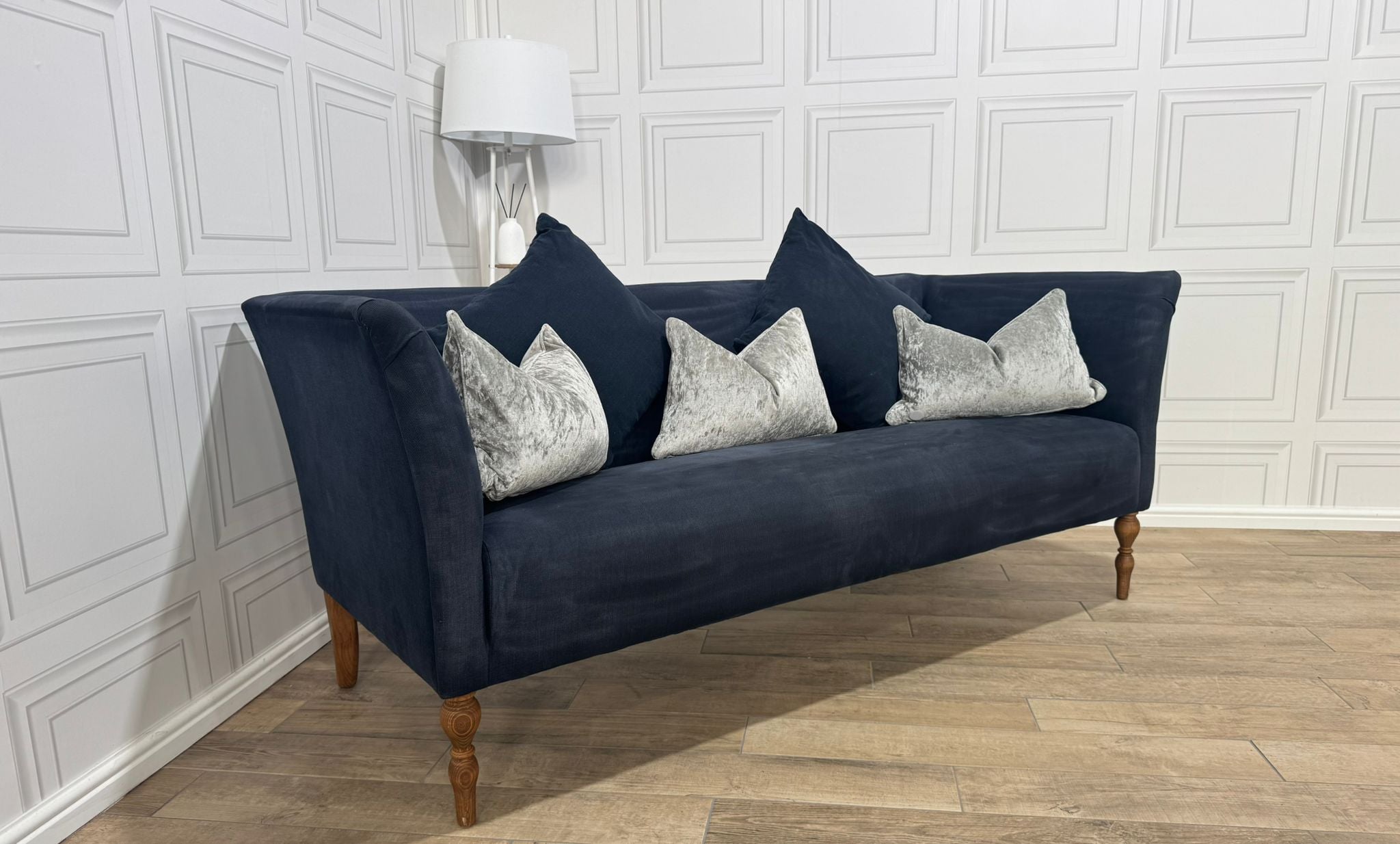 Beautiful Navy French Velvet 3 Seater Sofa - Same Day Delivery Available - Payment On Delivery