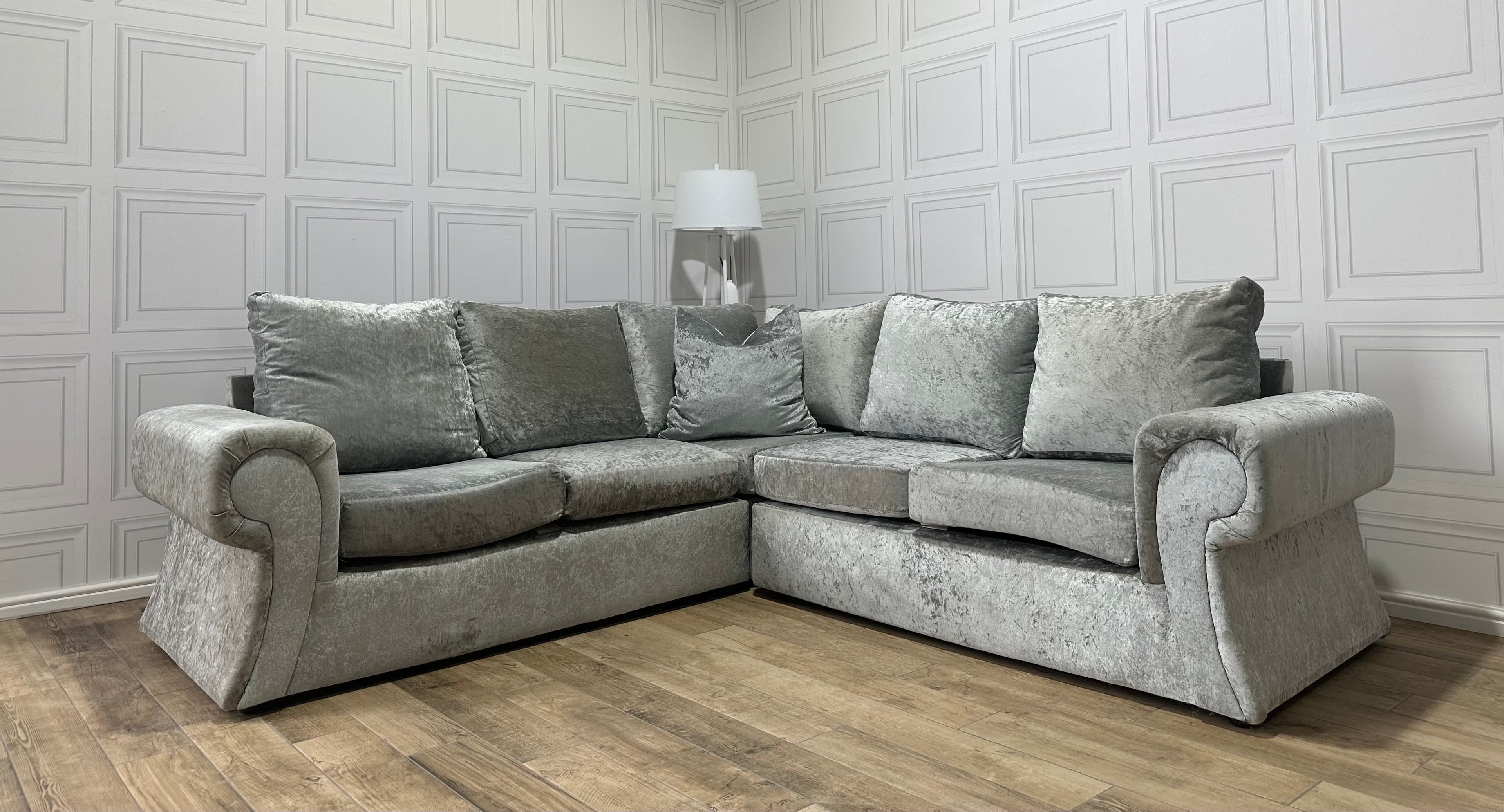 Crushed Velvet Chesterfield Corner Sofa - Delivery Available