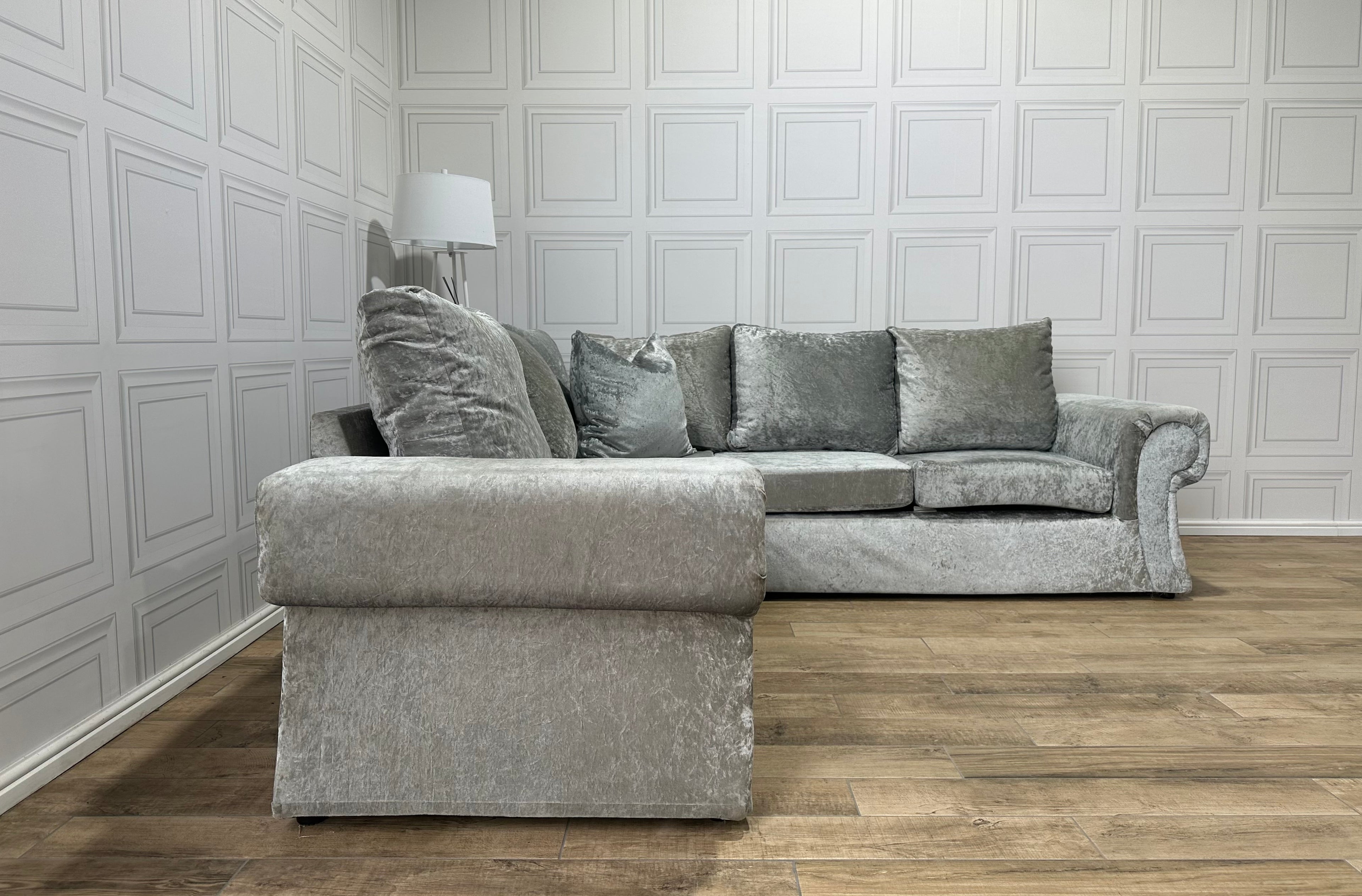 Crushed Velvet Chesterfield Corner Sofa - Delivery Available