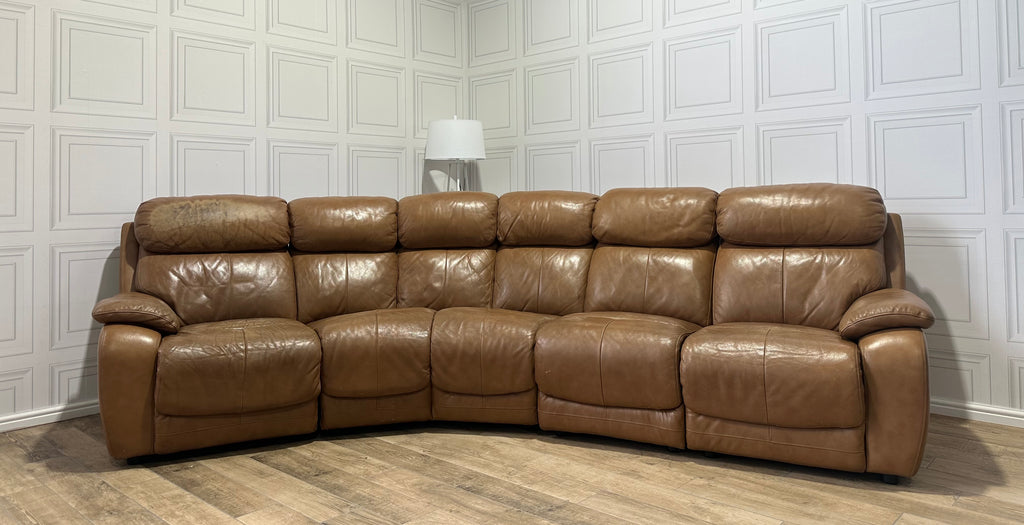 Luxury Tan Leather Corner Sofa - Delivery Available