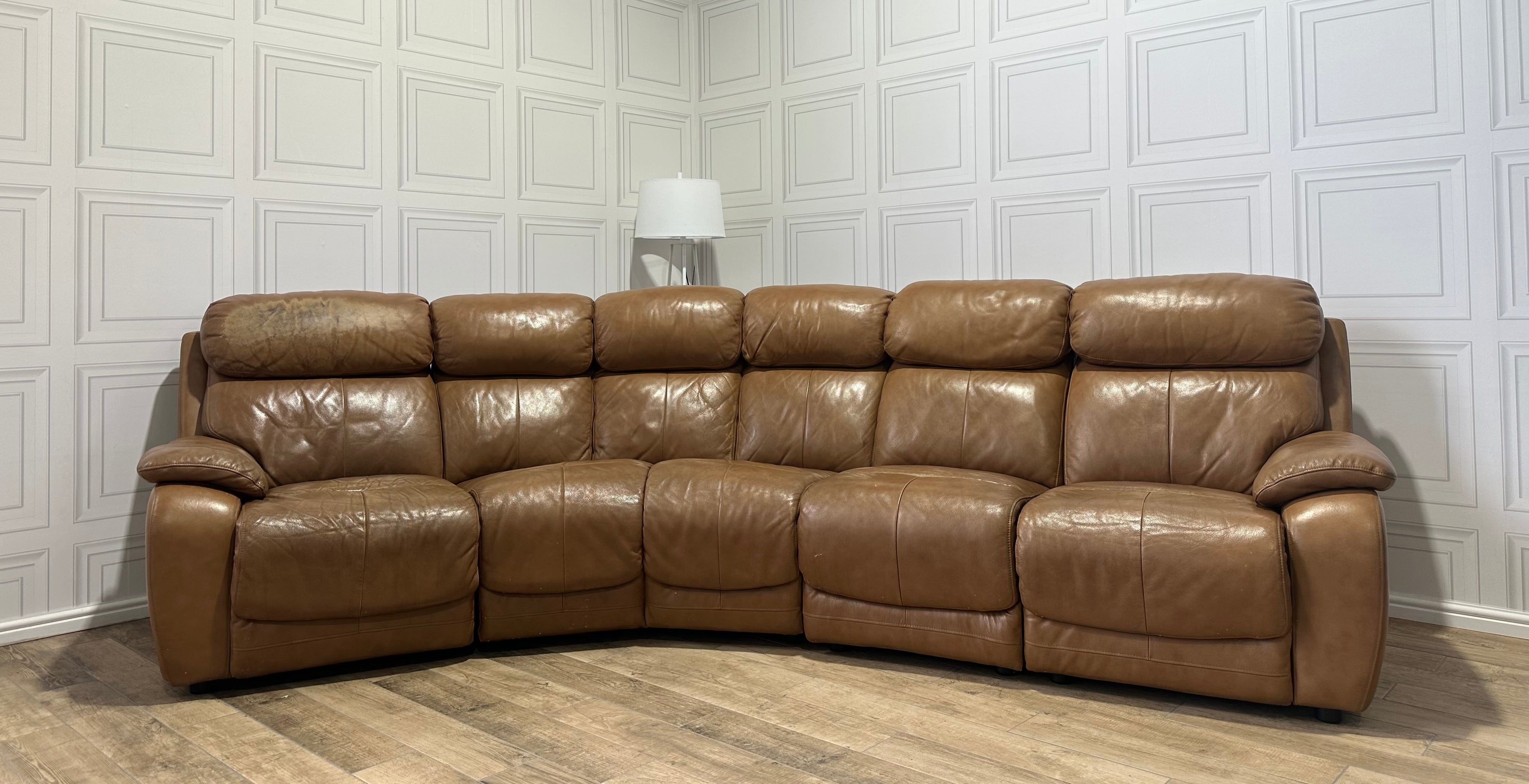 Luxury Tan Leather Corner Sofa - Delivery Available