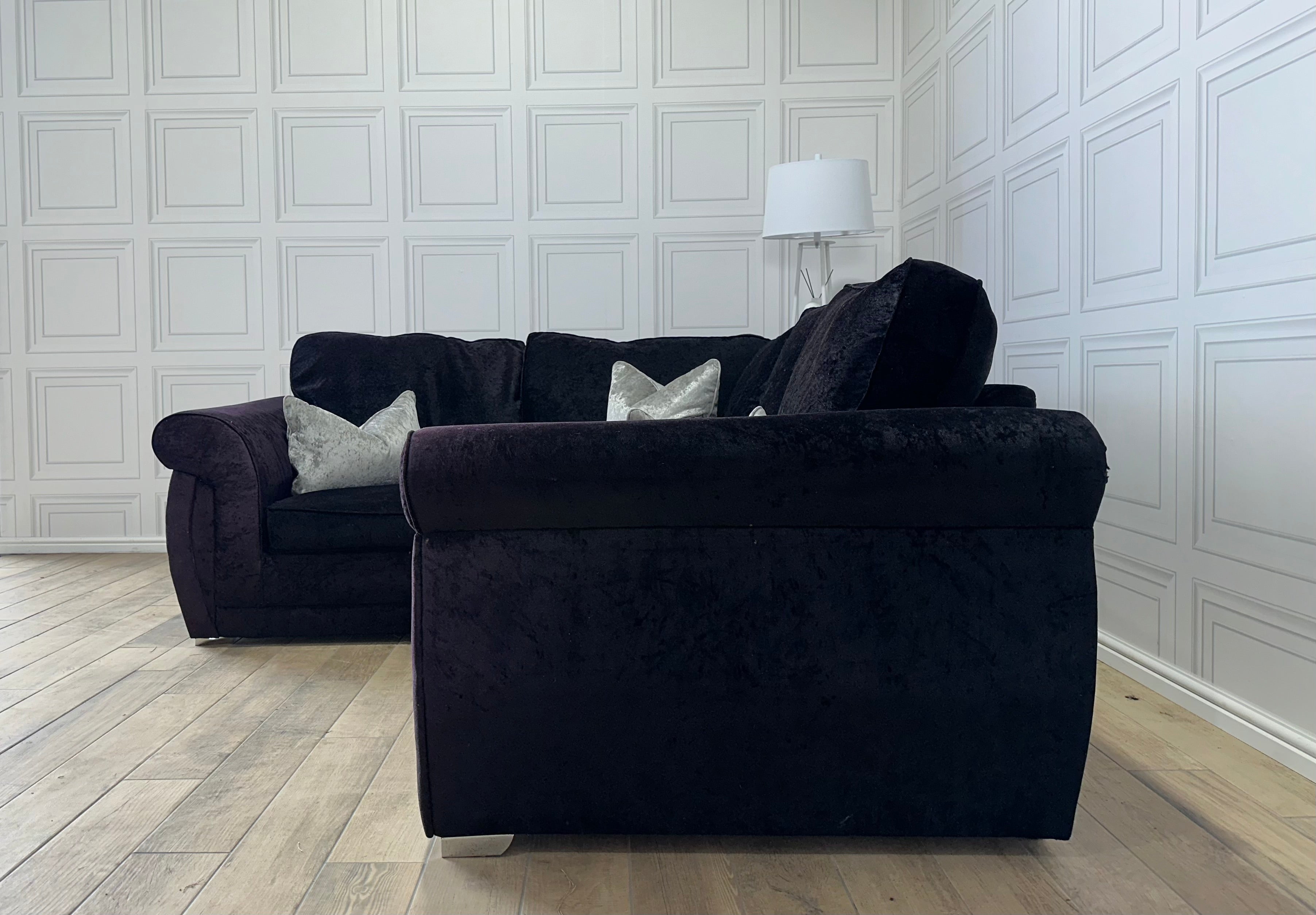 Black French Velvet Corner Sofa