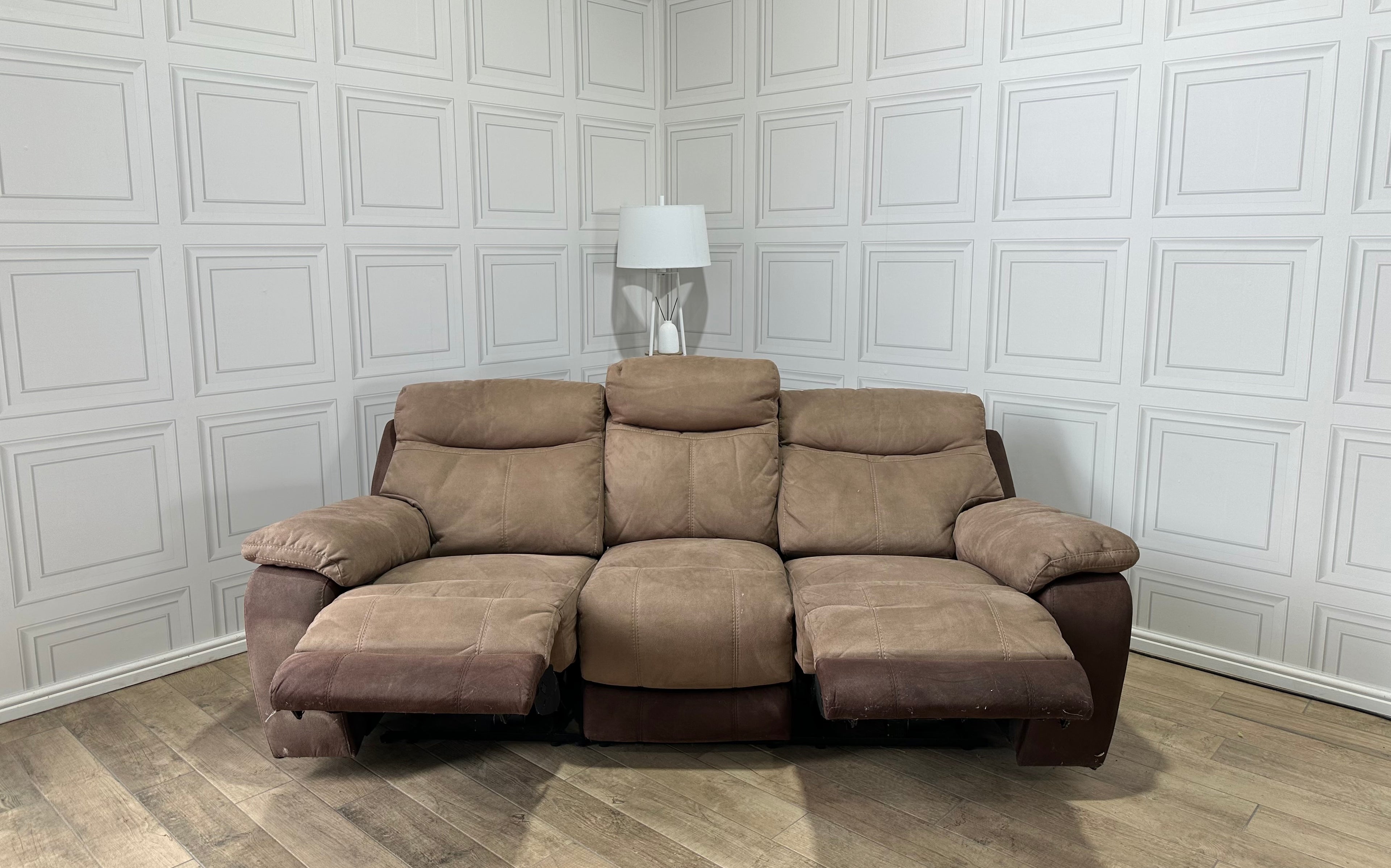 DFS Brown 3 Seater Electric Recliner Sofa With USB Connection - Delivery Available