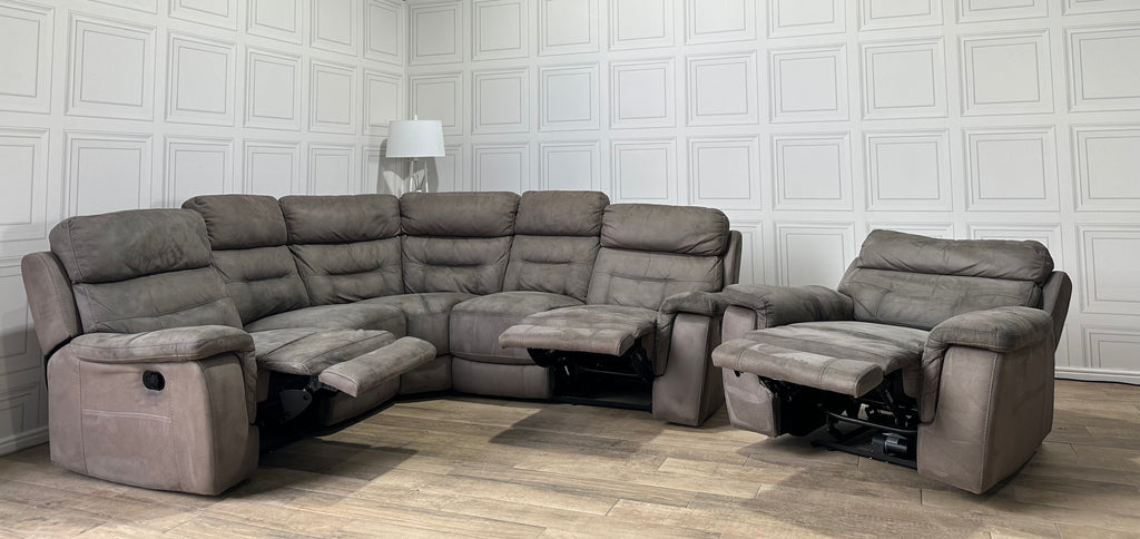 Sofology Grey Corner Recliner Sofa & Electric Reclining USB Chair - Delivery Available