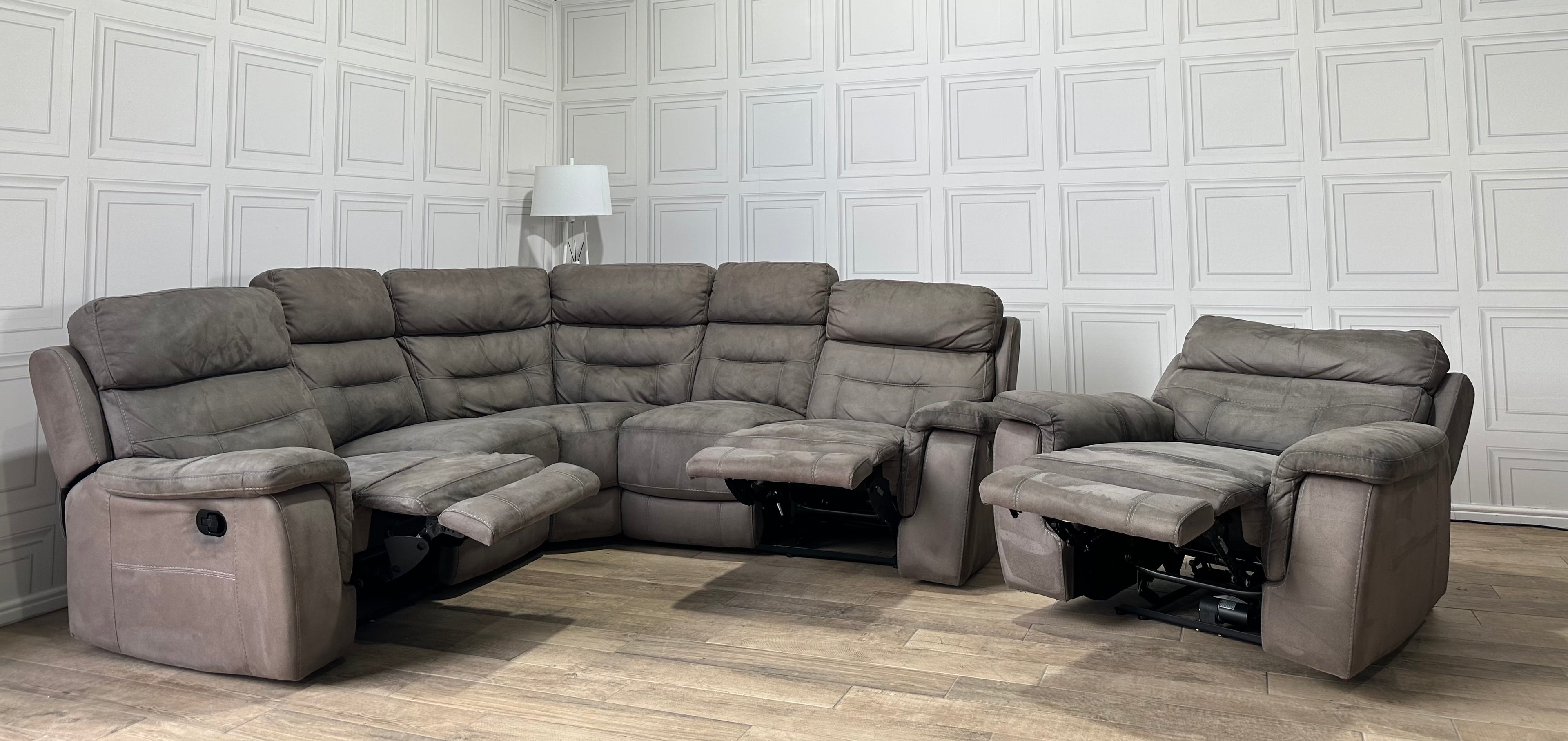 Sofology Grey Corner Recliner Sofa & Electric Reclining USB Chair - Delivery Available