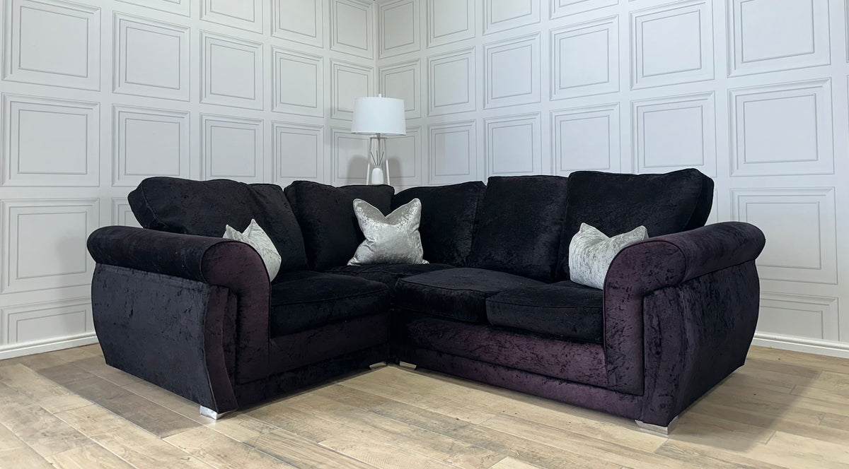 Black French Velvet Corner Sofa