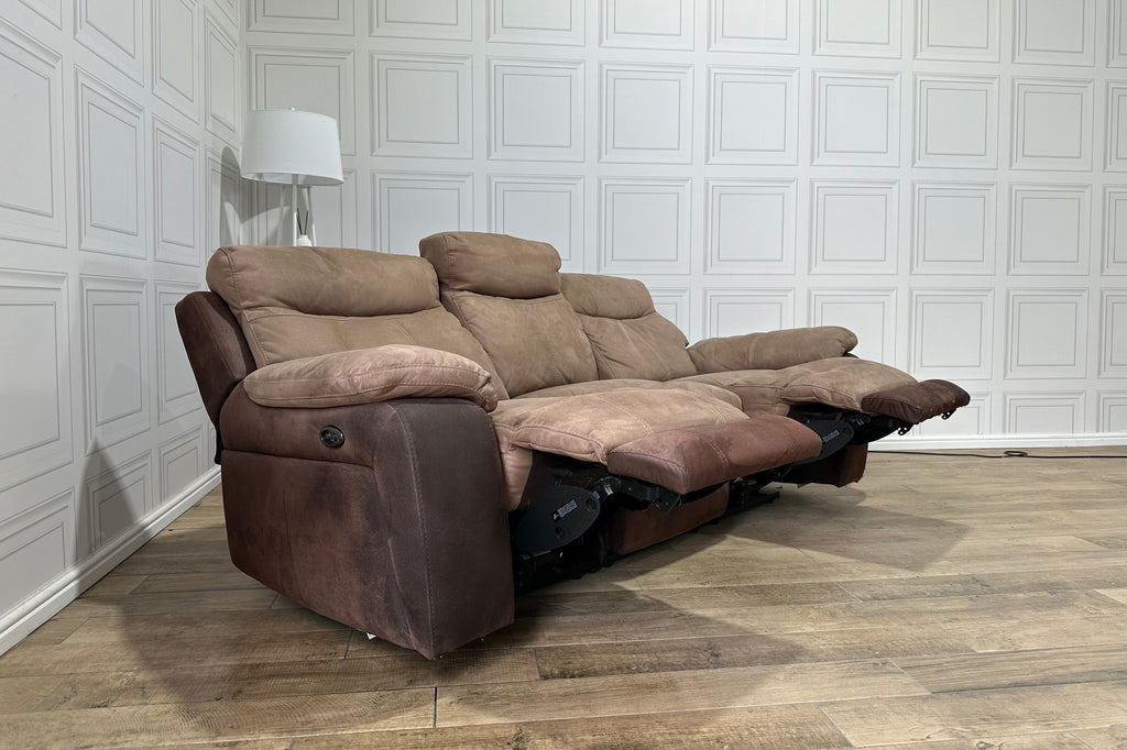 DFS Brown 3 Seater Electric Recliner Sofa With USB Connection - Delivery Available
