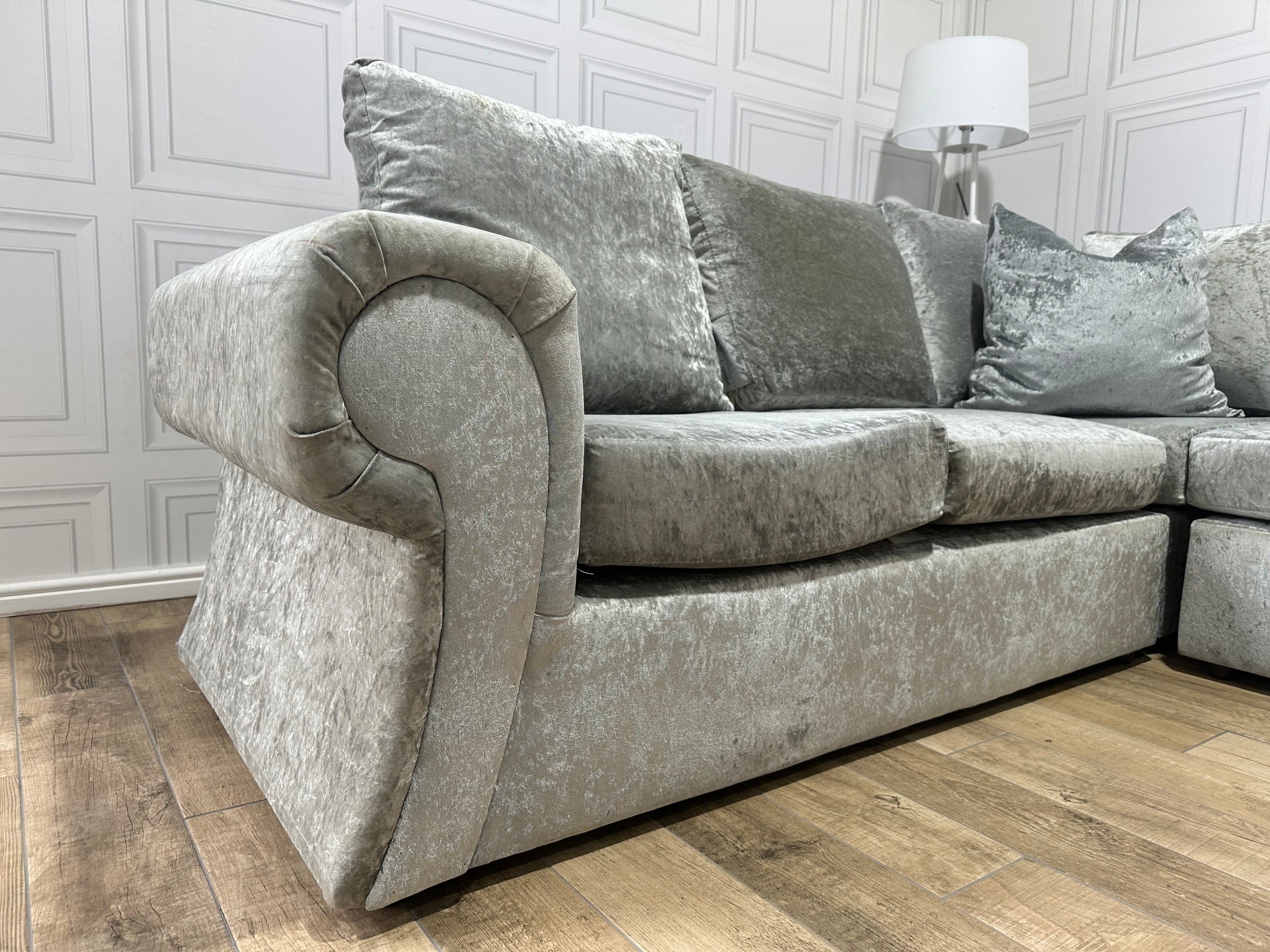 Crushed Velvet Chesterfield Corner Sofa - Delivery Available