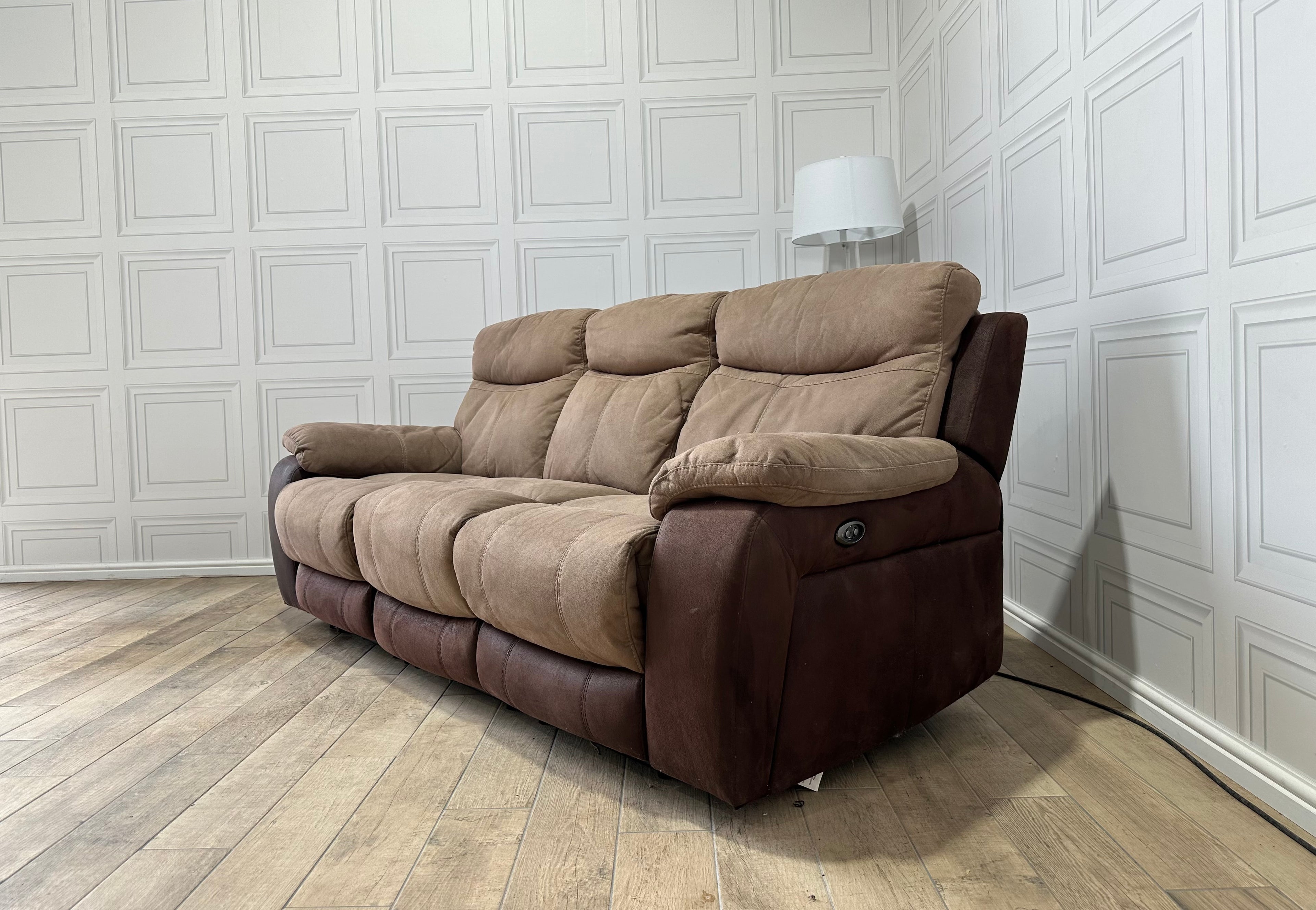 DFS Brown 3 Seater Electric Recliner Sofa With USB Connection - Delivery Available