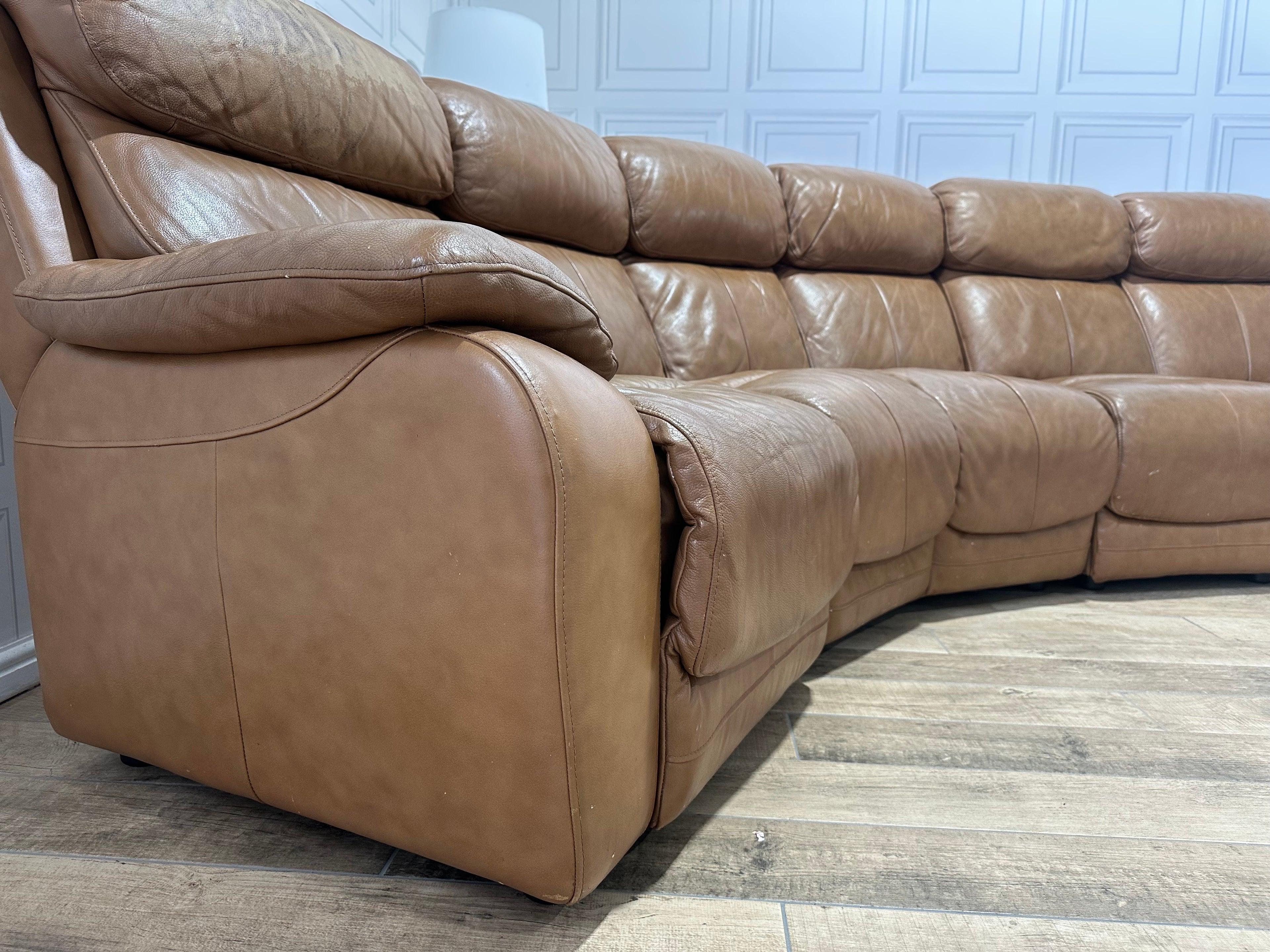 Luxury Tan Leather Corner Sofa - Delivery Available