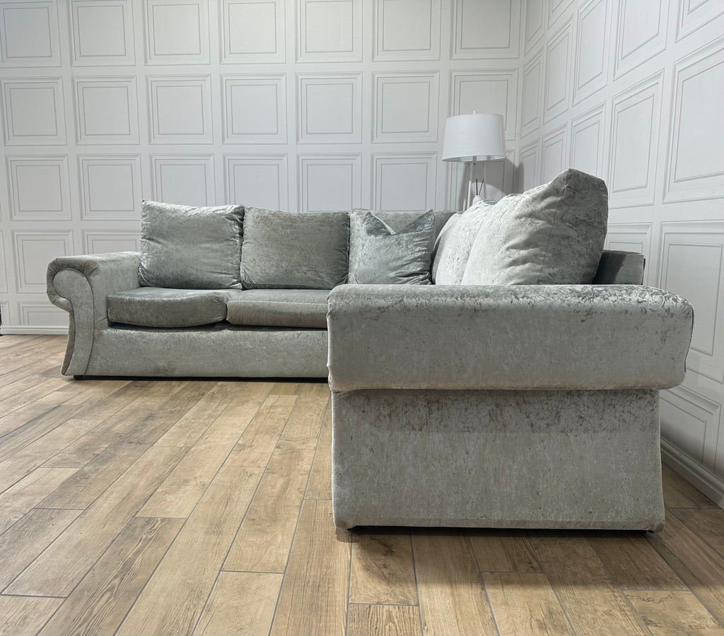 Crushed Velvet Chesterfield Corner Sofa - Delivery Available