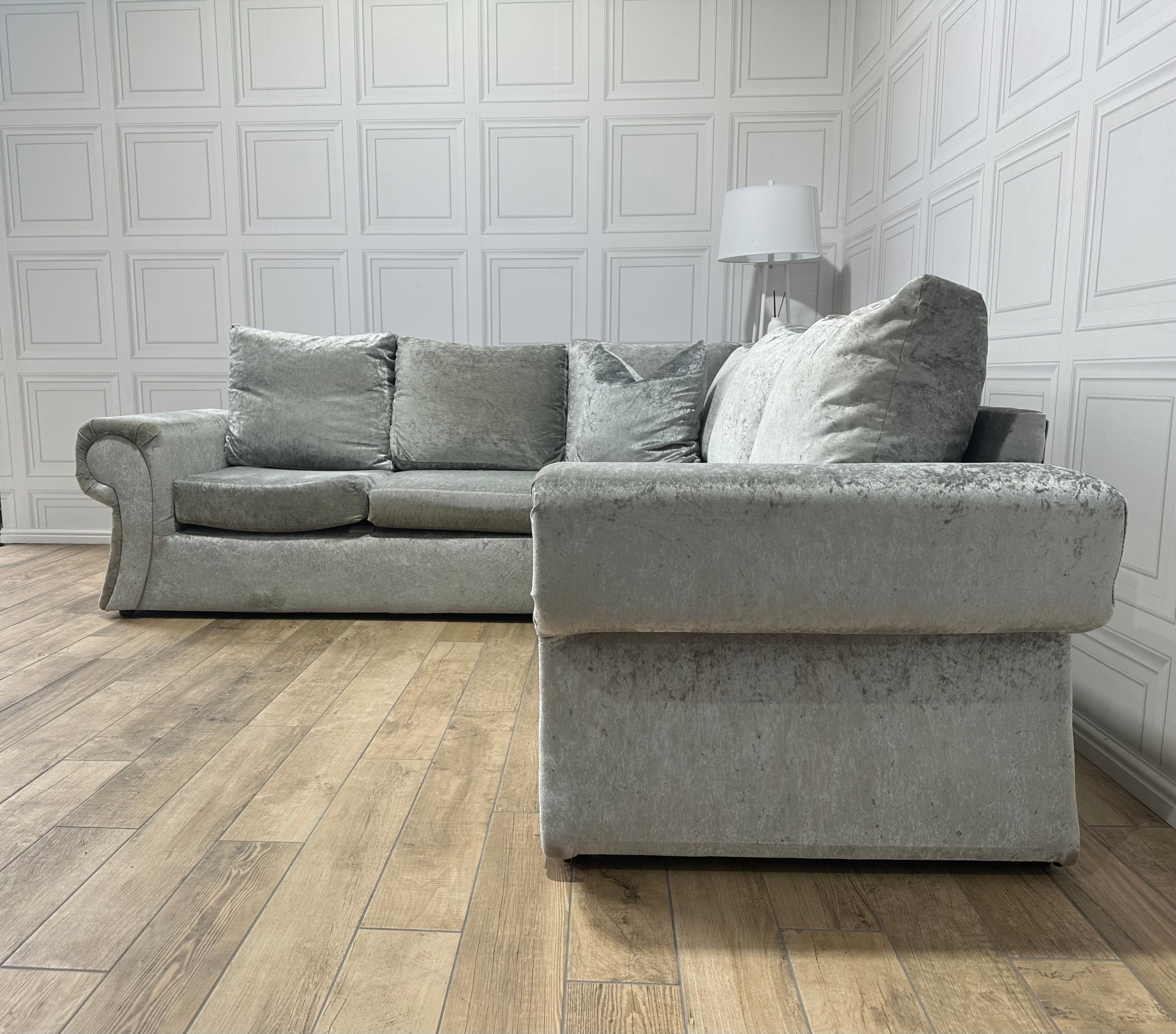 Crushed Velvet Chesterfield Corner Sofa - Delivery Available