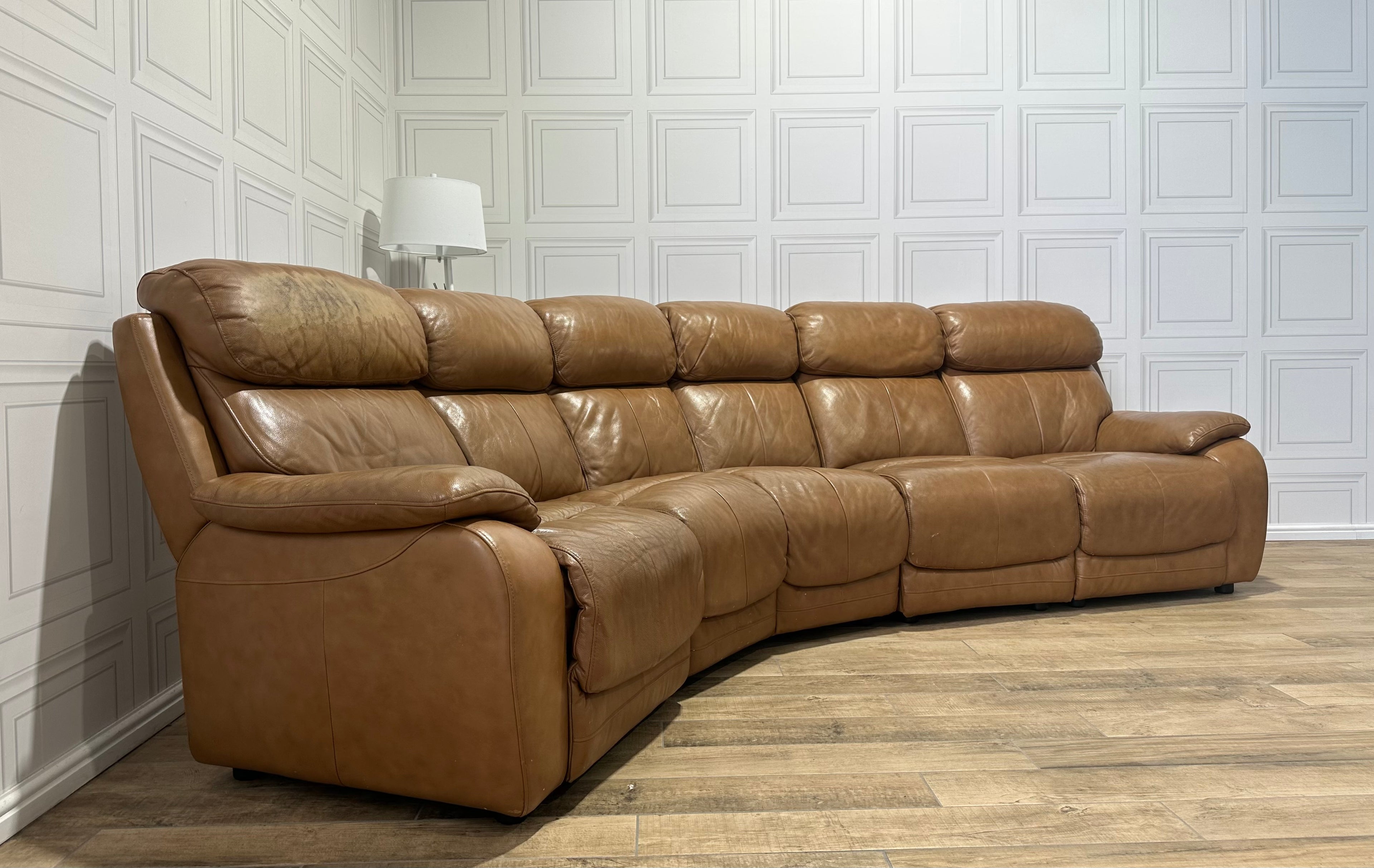 Luxury Tan Leather Corner Sofa - Delivery Available