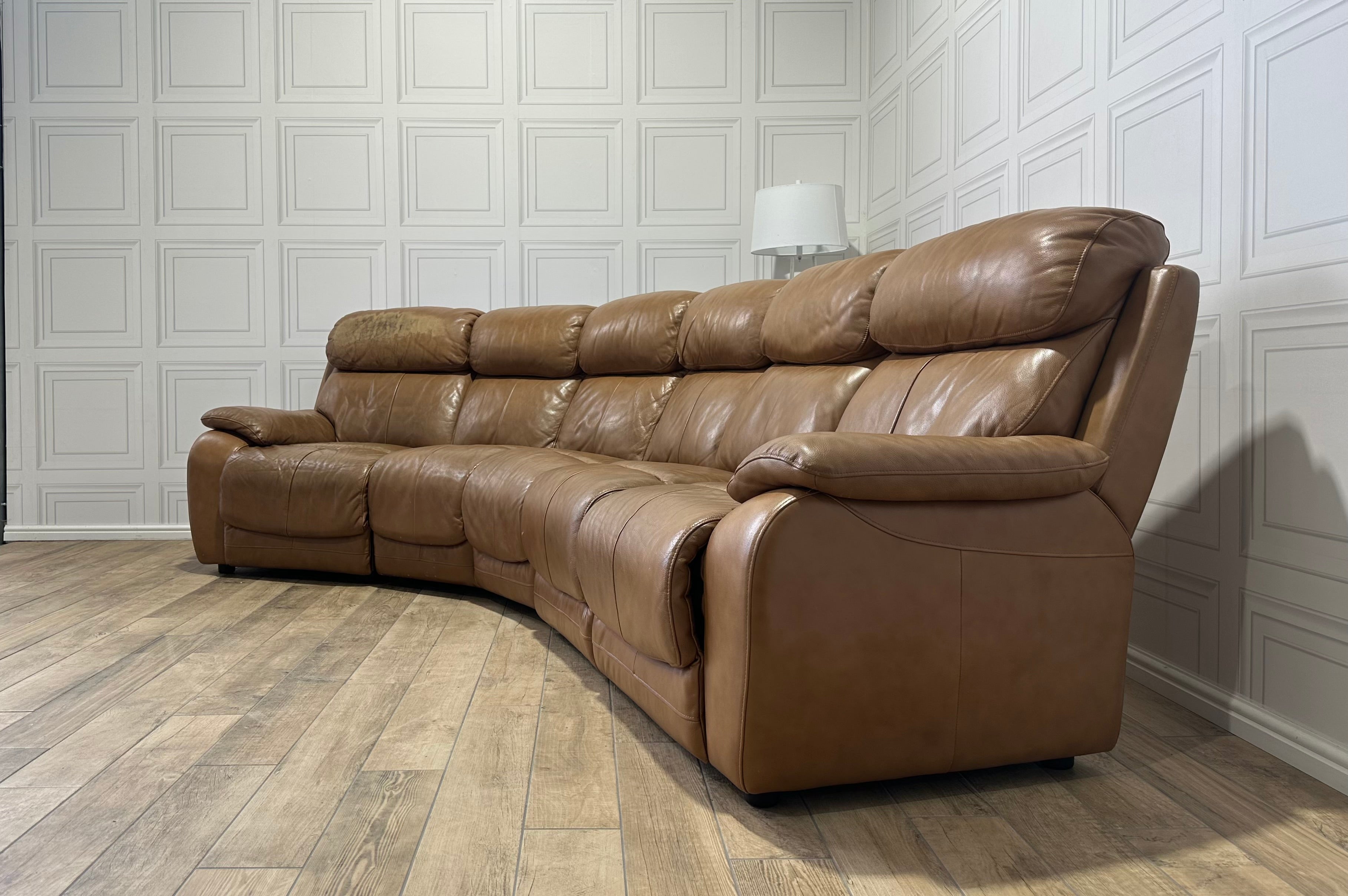 Luxury Tan Leather Corner Sofa - Delivery Available