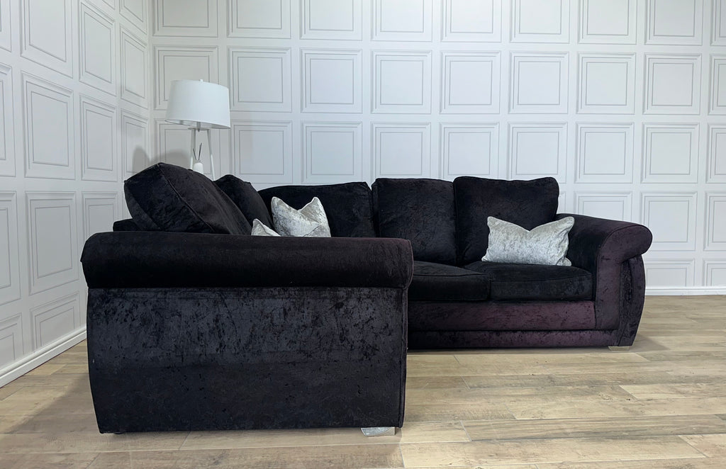 Black French Velvet Corner Sofa