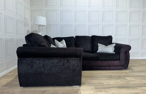 Black French Velvet Corner Sofa