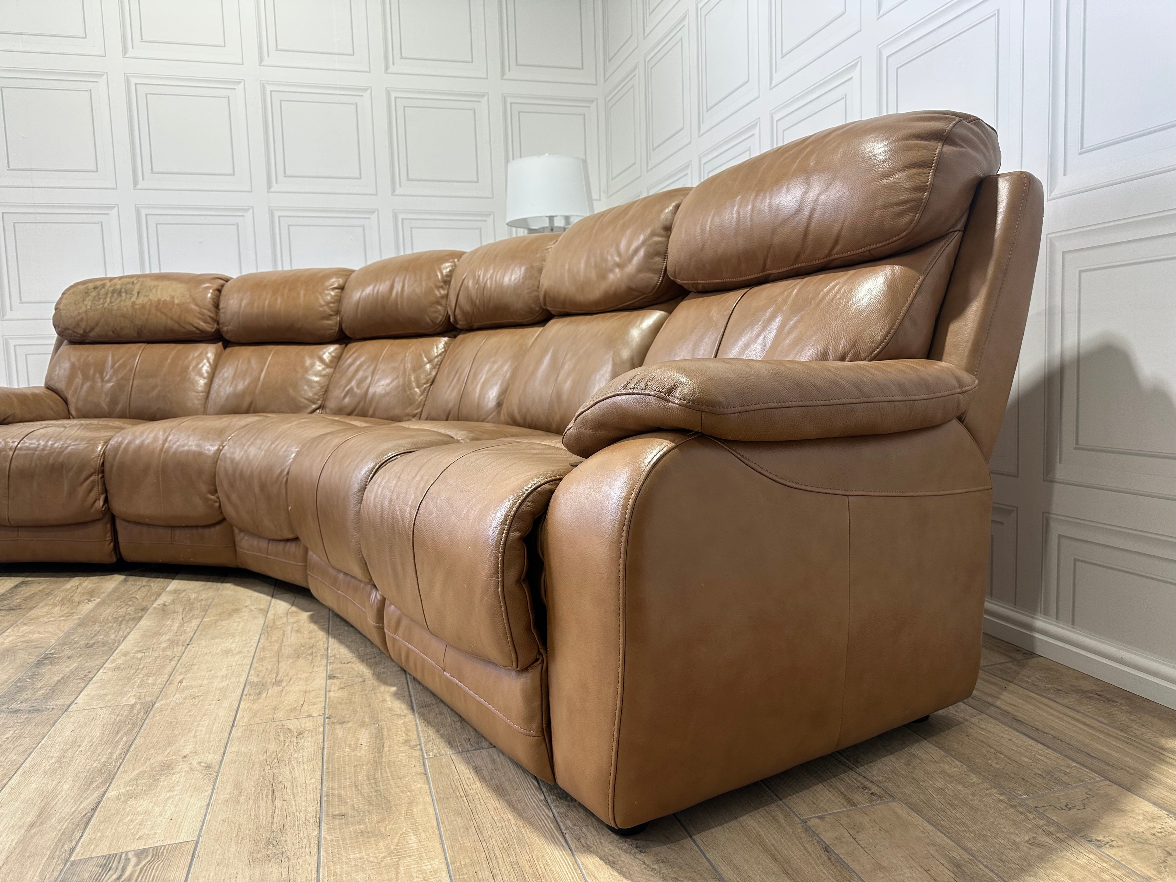 Luxury Tan Leather Corner Sofa - Delivery Available