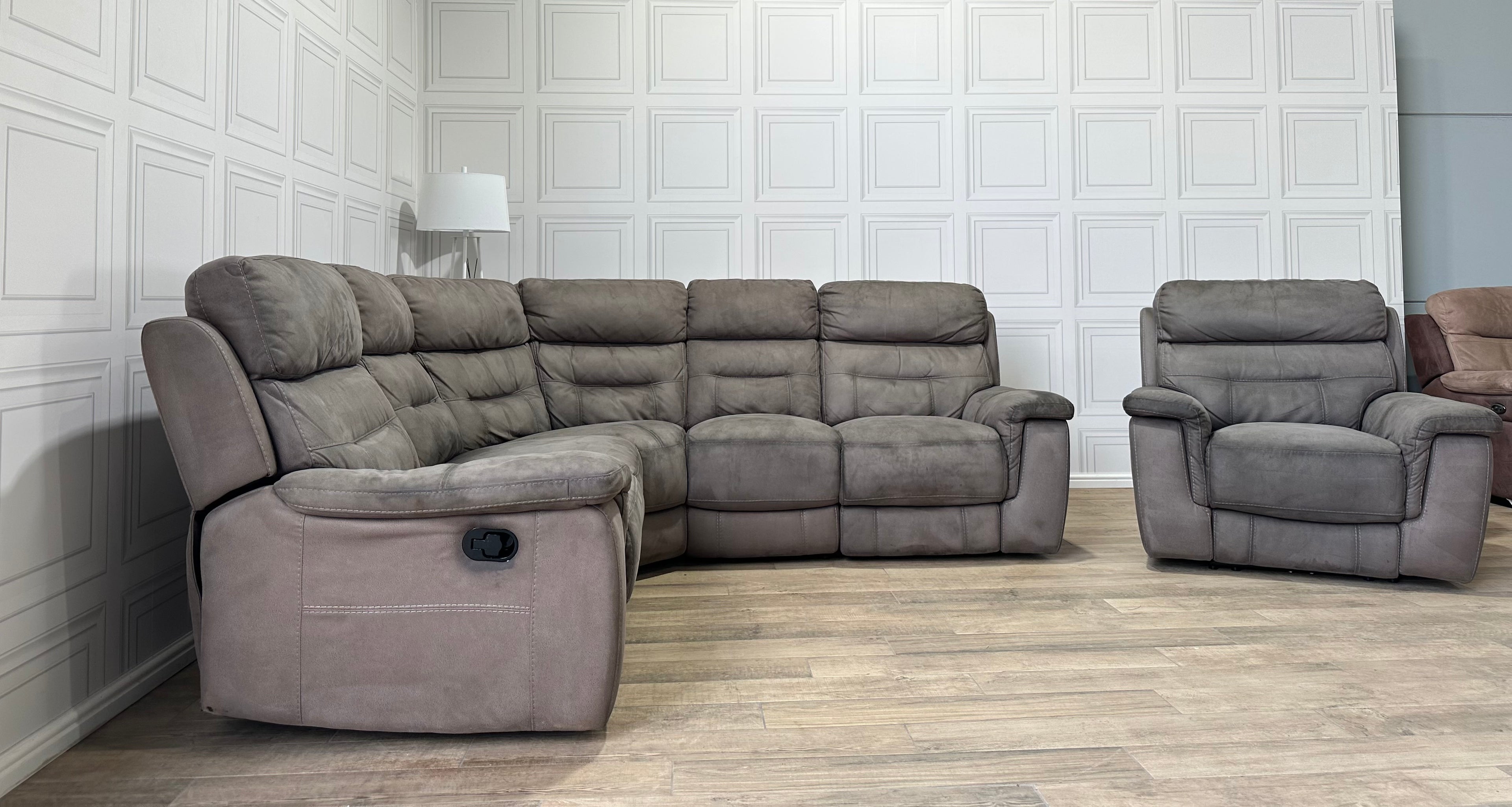 Sofology Grey Corner Recliner Sofa & Electric Reclining USB Chair - Delivery Available