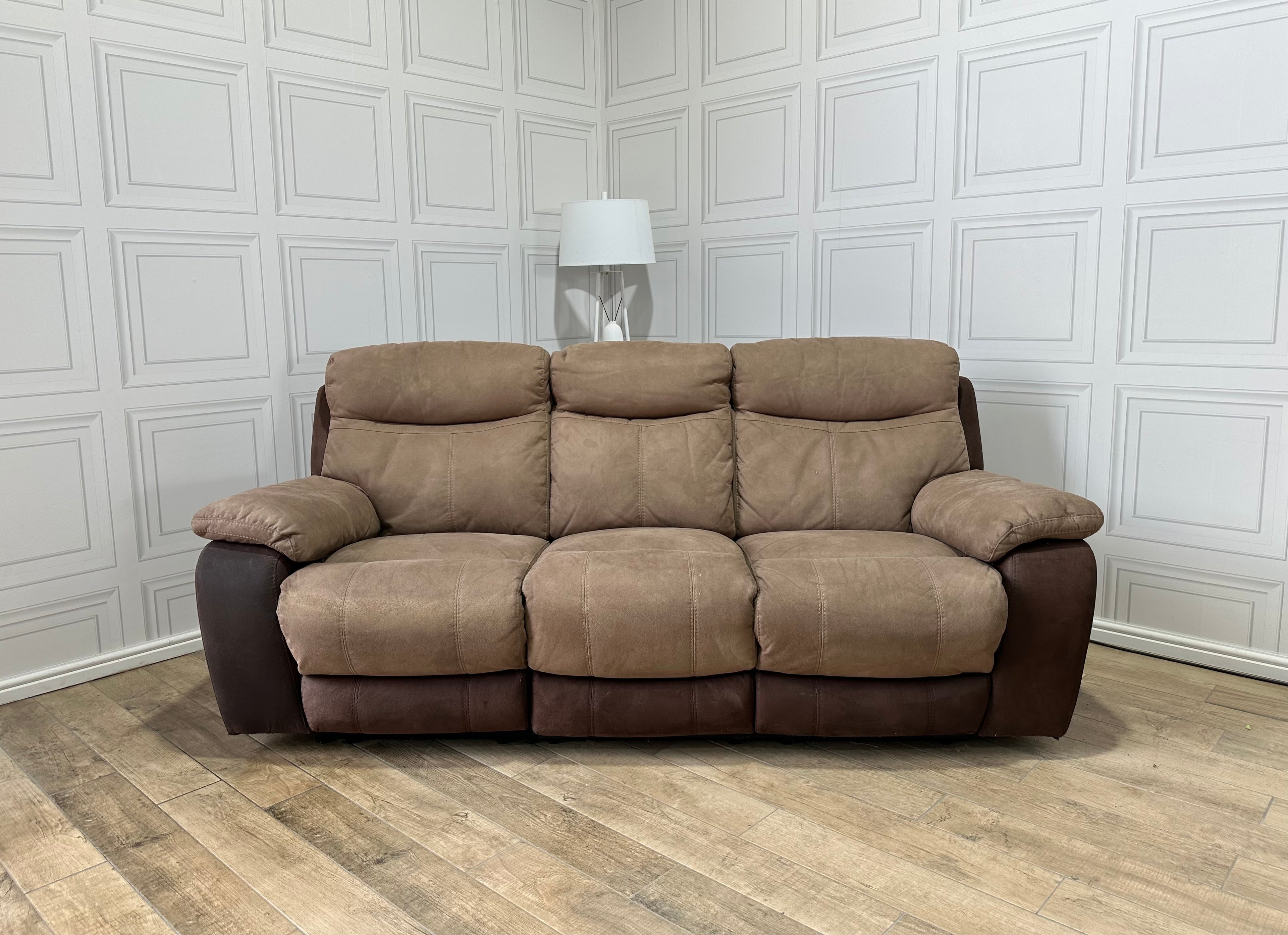 DFS Brown 3 Seater Electric Recliner Sofa With USB Connection - Delivery Available