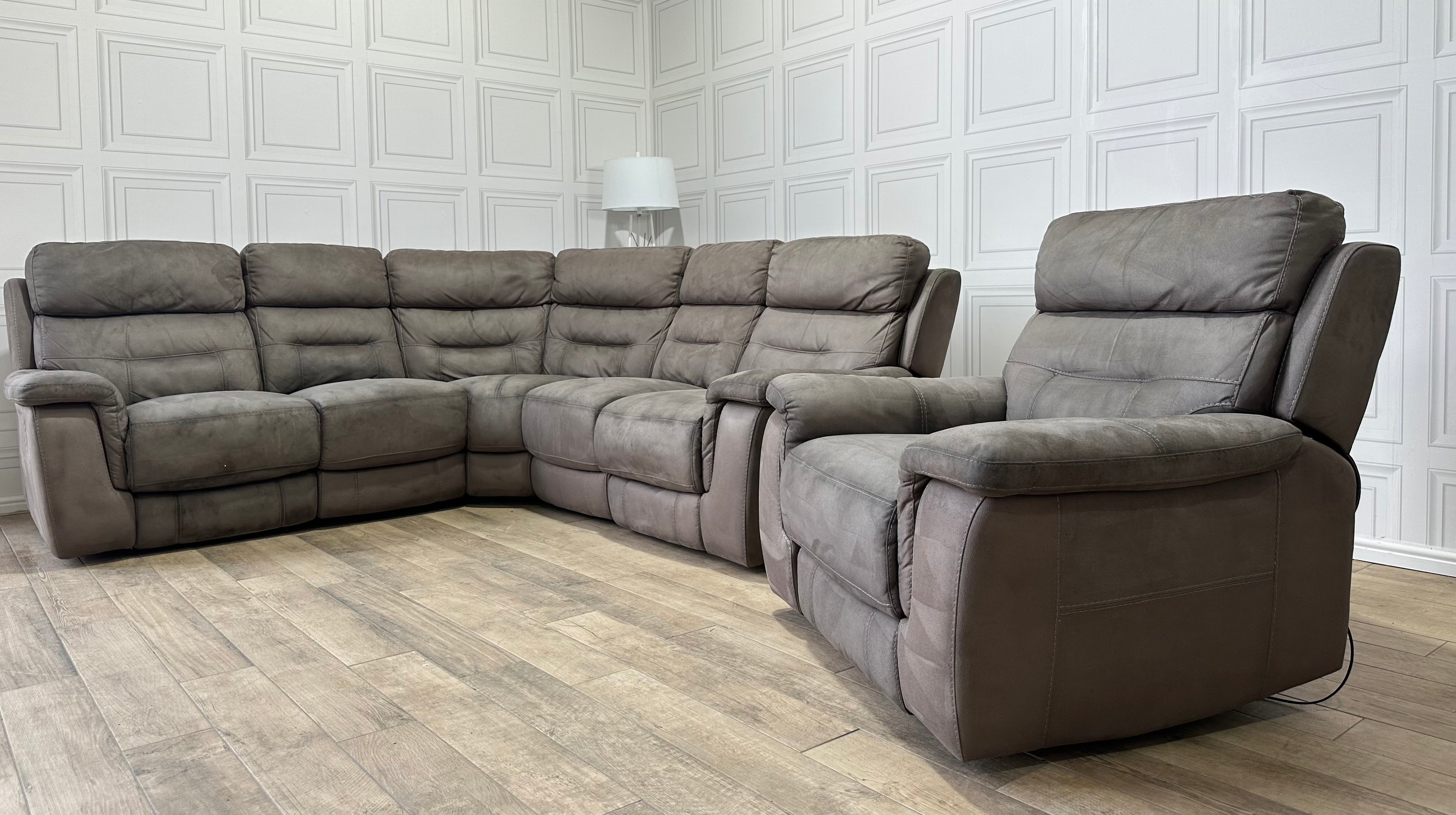 Sofology Grey Corner Recliner Sofa & Electric Reclining USB Chair - Delivery Available