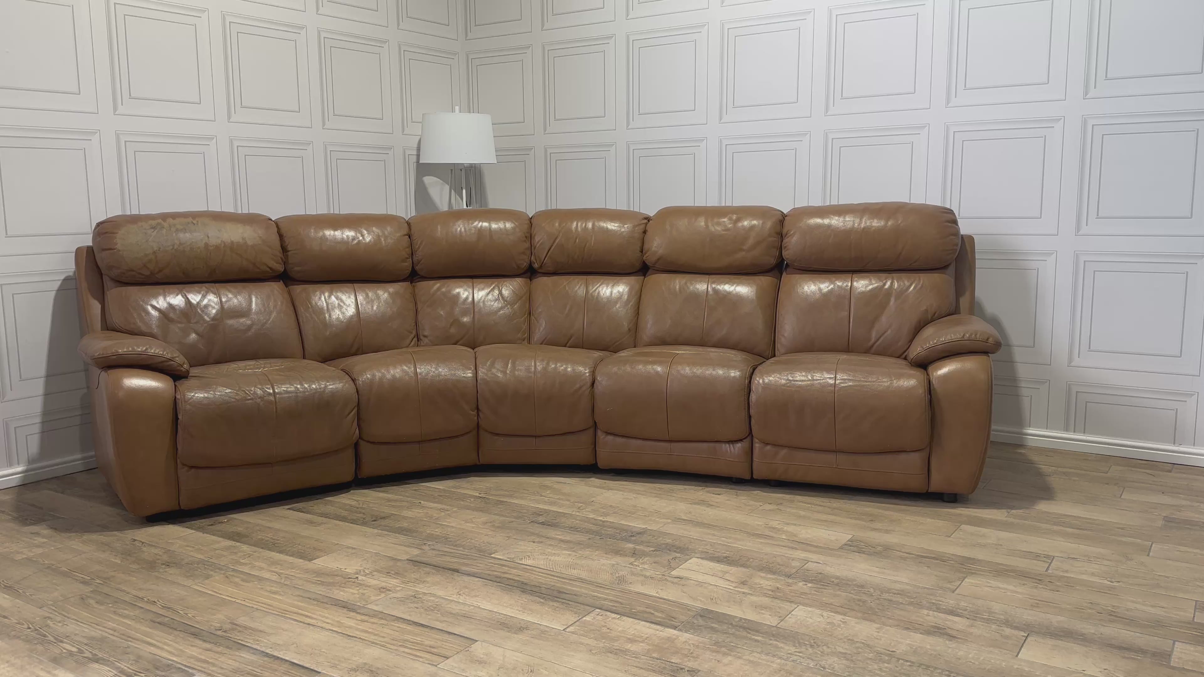 Luxury Tan Leather Corner Sofa - Delivery Available